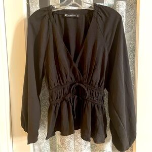 New York & Company Peasant Type Black Top XS